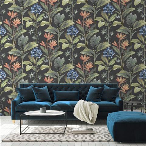 Belgravia Oliana floral wallpaper 8484 charcoal