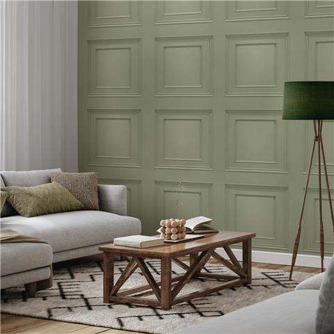 Belgravia Oliana Wood Panel Wallpaper 8494 Sage