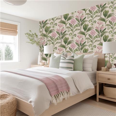 Belgravia Oliana floral Wallpaper 8495 Pink/Green