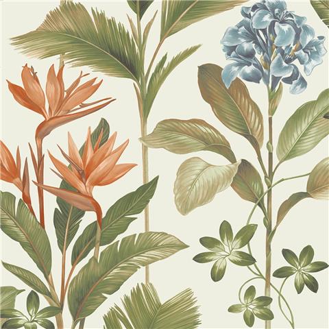 Belgravia Oliana floral wallpaper 8496 Orange/Green