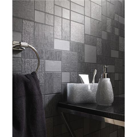 Holden Kitchen and Bathroom Wallpaper Glitter Tile 89240