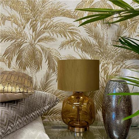 Zambaiti Parati Vinyl Wallpaper Palm Tree 9003 Gold