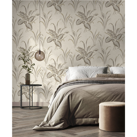 Belgravia Zambaiti Parati Palma Leaf Wallpaper GB9009 Mocha/Champagne