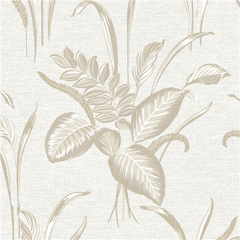 Belgravia Zambaiti Parati Palma Leaf Wallpaper GB9011 Champagne/White