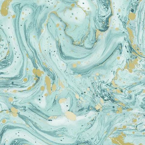 Minerals Azurite Marble Foil Wallpaper 90120 Teal/Gold