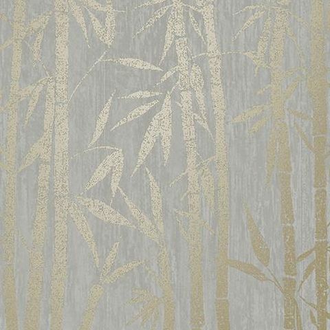 Minreals Nandina Bamboo Foil Wallpaper 90282 Grey/Gold