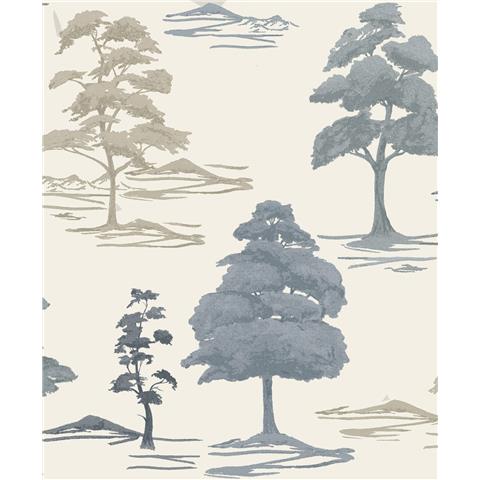 Belgravia Zambaiti Parati Carlotta Tree Wallpaper 9036 Blue