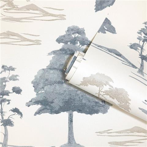 Belgravia Zambaiti Parati Carlotta Tree Wallpaper 9036 Blue