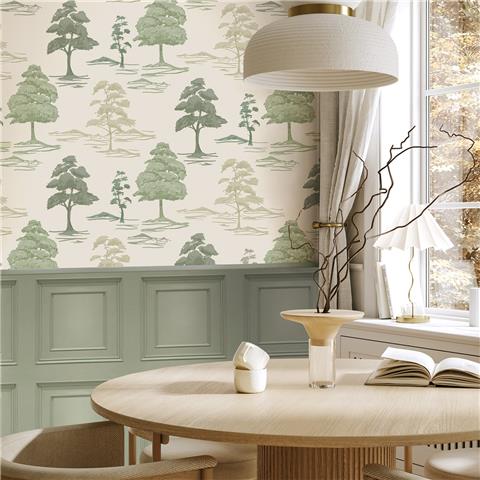 Belgravia Zambaiti Parati Carlotta Tree Wallpaper 9037 Sage