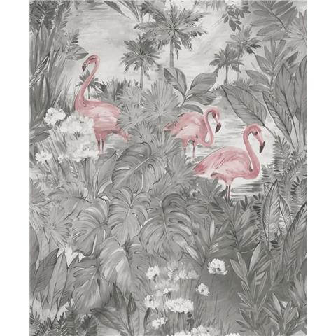 Amazonia Wallpaper Sarasota flamingo 91261 Grey/Pink