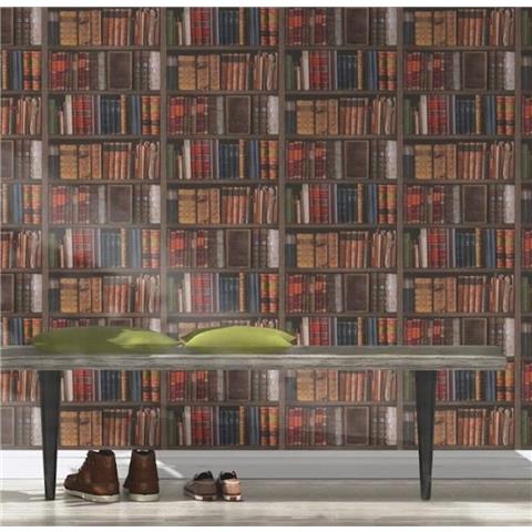 Rasch Home Style Library Book Wallpaper Multi 934809