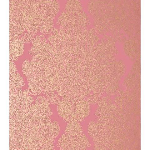 Anna French Serenade Auburn Damask Wallpaper AT6103 Metallic Gold on Pink