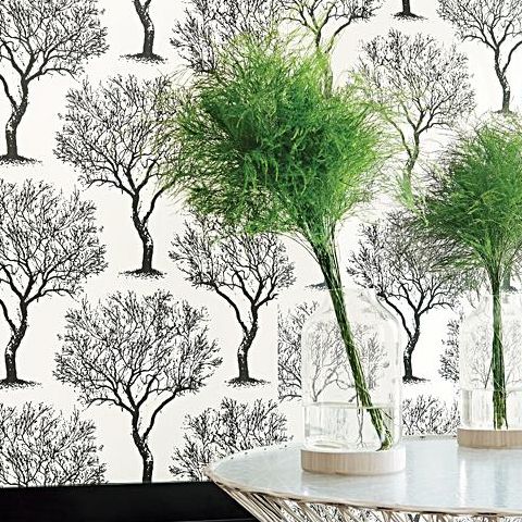 Anna French Seraphina Winfell Forest Wallpaper AT6005 black and White