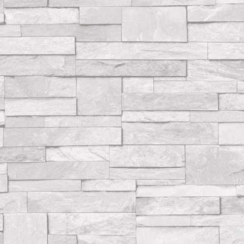 Ideco Stone Wall, Wallpaper Silver/White A17201