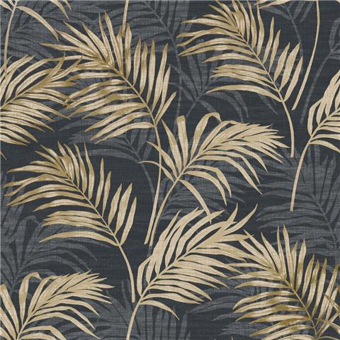 Grandeco Lounge Palm wallpaper A46104 Black