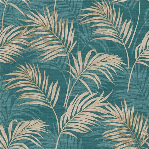 Grandeco Lounge Palm wallpaper A46105 Teal