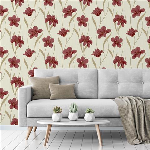 GRANDECO LIFE Kilamoura Wallpaper Floral A60901 Red