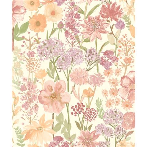 Grandeco Wild Flowers Wallpaper A61603 Cream