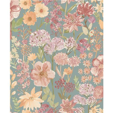 Grandeco Wild Flowers Wallpaper A61604 Blue