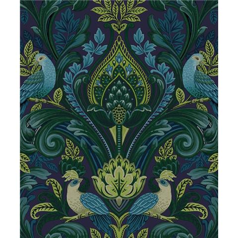 Grandeco Life Arcadia Opulent Damask Wallpaper A67802 Blue/Green/Multi