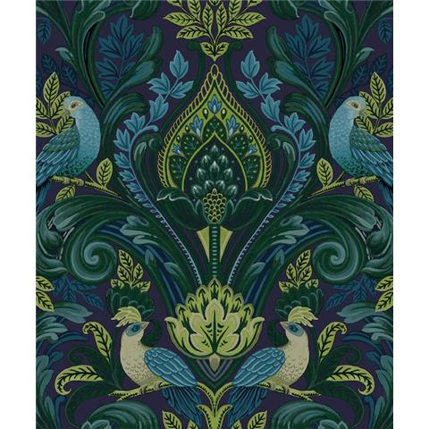 Grandeco Life Arcadia Opulent Damask Wallpaper A67802 Blue/Green/Multi