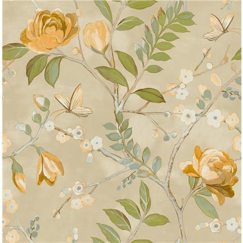 Grandeco Lola Floral Wallpaper A68802 Yellow