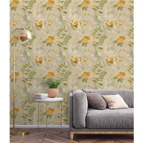 Grandeco Lola Floral Wallpaper A68802 Yellow