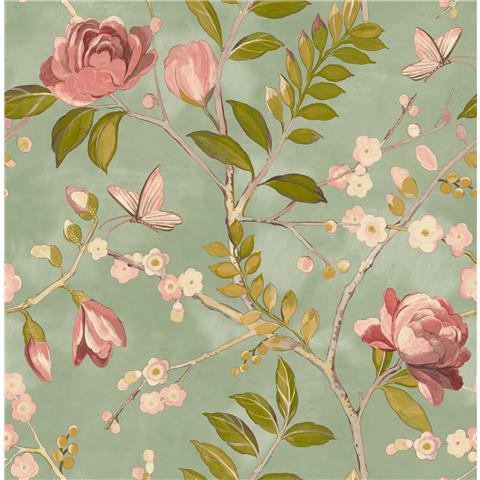 Grandeco Lola Floral Wallpaper A68803 Green