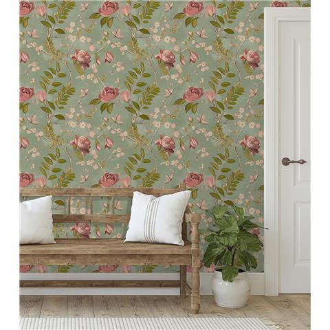 Grandeco Lola Floral Wallpaper A68803 Green
