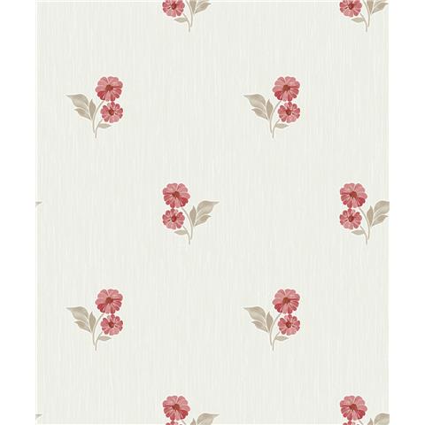 GRANDECO Clematis Sprig FLORAL TEXTURED WALLPAPER A73101 Red