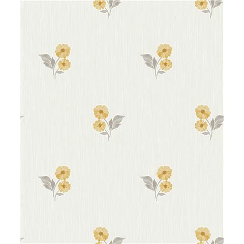 GRANDECO Clematis Sprig FLORAL TEXTURED WALLPAPER A73102 Yellow