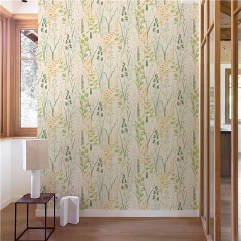 GranDeco Karuna Vinyl Wallpaper A76202 Green/Cream