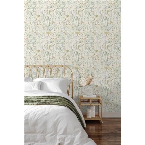 Grandeco Summer Meadow Wallpaper A76701 Sage