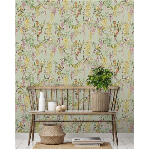 Grandeco Life Blackberry Trail Wallpaper A79302 Green