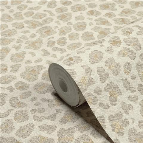 Grandeco Paul Moneypenny Leopard Print Wallpaper A86301 Cream/Gold