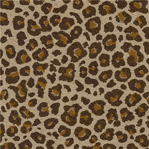 Grandeco Paul Moneypenny Leopard Print Wallpaper A86302 Chocolate/Gold