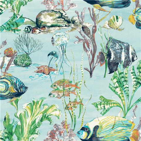 GranDeco Aquarium Fish Wallpaper A61301 Teal