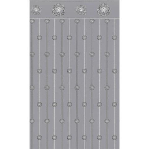 Versace VI Medusa Dado Panel Wallpaper 791313 Metallic/Silver