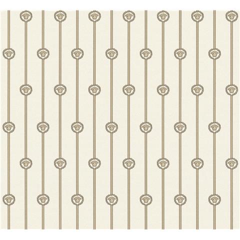 Versace VI Medusa Stripe Wallpaper 791735 Metallic/Beige