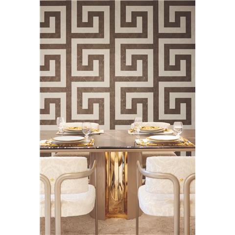 Versace VI Greek Key Wallpaper 79174-4 Cream/Brown