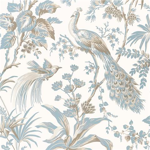 Anna French Bristol Wallpaper Peacock Toile AT57828 Blue/Beige