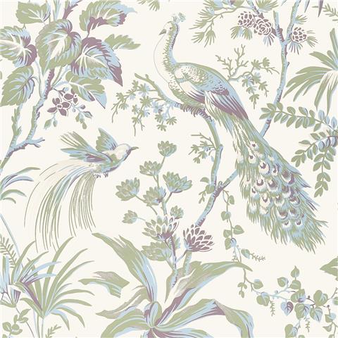Anna French Bristol Wallpaper Peacock Toile AT57829 Green/Plum