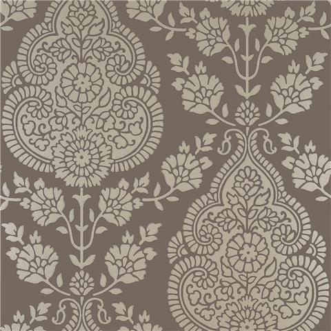 Anna French Bristol Wallpaper Balmuccia Damask AT57869 Pewter/Chestnut