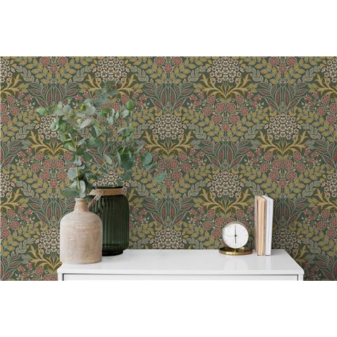 Grandeco Belvedere Damask Wallpaper 202303 Dark Green