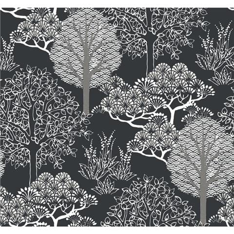 Black and White Resource Kimono Trees Wallpaper BW3852