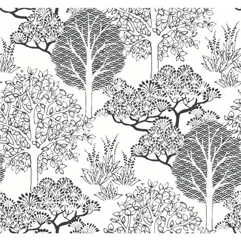 Black and White Resource Kimono Trees Wallpaper BW3853