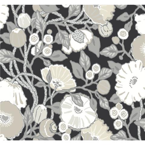 Black and White Resource Vincent Poppies Wallpaper BW3981