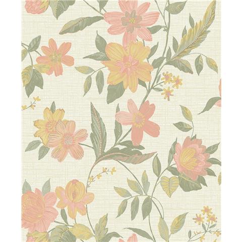 Grandeco Katsu Trail Floral Textured Wallpaper A69902 Blush