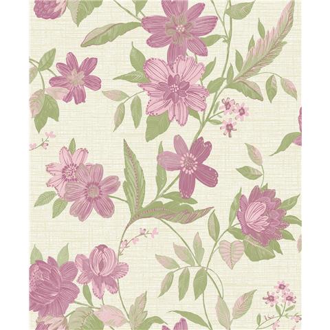 Grandeco Katsu Trail Floral Textured Wallpaper A69904 Pink
