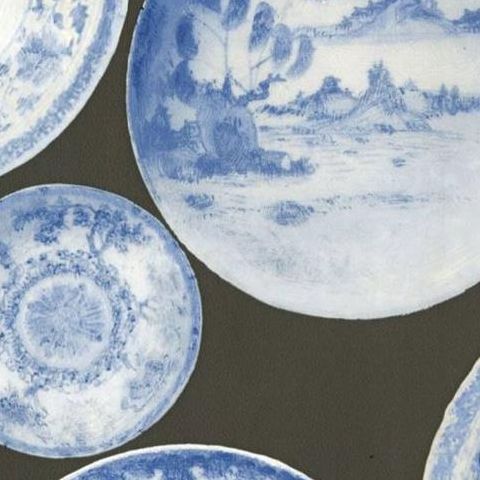 Andrew Martin Museum Wallpaper-Cargo Blue/Grey